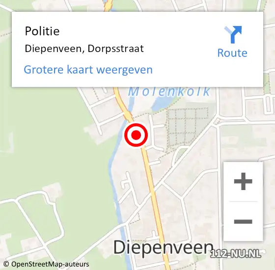 Locatie op kaart van de 112 melding: Politie Diepenveen, Dorpsstraat op 27 juli 2017 05:21