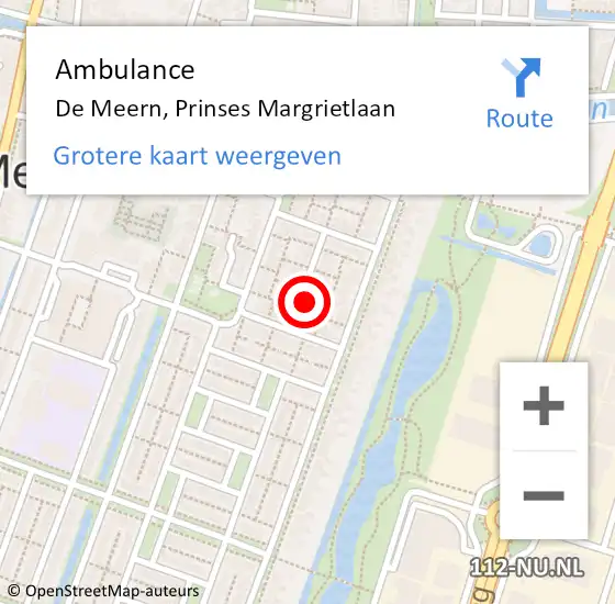 Locatie op kaart van de 112 melding: Ambulance De Meern, Prinses Margrietlaan op 27 juli 2017 10:09