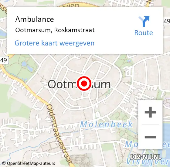Locatie op kaart van de 112 melding: Ambulance Ootmarsum, Roskamstraat op 27 juli 2017 16:33
