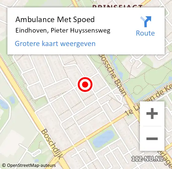 Locatie op kaart van de 112 melding: Ambulance Met Spoed Naar Eindhoven, Pieter Huyssensweg op 27 juli 2017 20:03