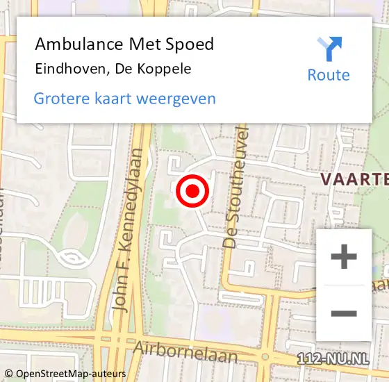 Locatie op kaart van de 112 melding: Ambulance Met Spoed Naar Eindhoven, De Koppele op 27 juli 2017 22:24