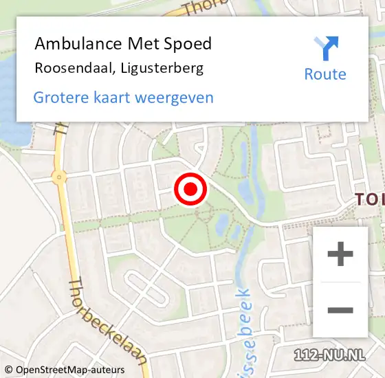 Locatie op kaart van de 112 melding: Ambulance Met Spoed Naar Roosendaal, Ligusterberg op 27 juli 2017 23:02