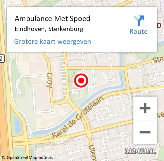 Locatie op kaart van de 112 melding: Ambulance Met Spoed Naar Eindhoven, Sterkenburg op 28 juli 2017 04:56