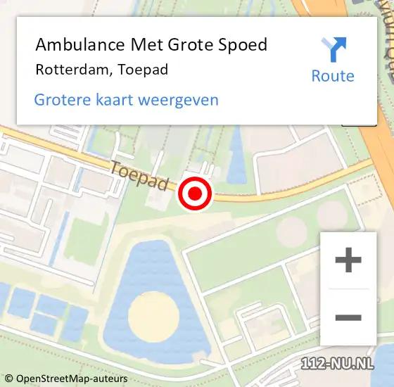 Locatie op kaart van de 112 melding: Ambulance Met Grote Spoed Naar Rotterdam, Toepad op 28 juli 2017 05:35