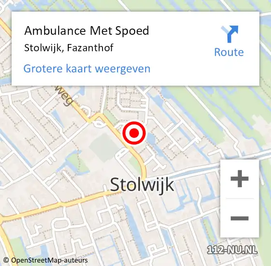 Locatie op kaart van de 112 melding: Ambulance Met Spoed Naar Stolwijk, Fazanthof op 28 juli 2017 07:48