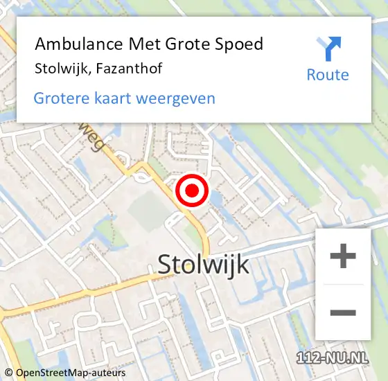 Locatie op kaart van de 112 melding: Ambulance Met Grote Spoed Naar Stolwijk, Fazanthof op 28 juli 2017 07:54