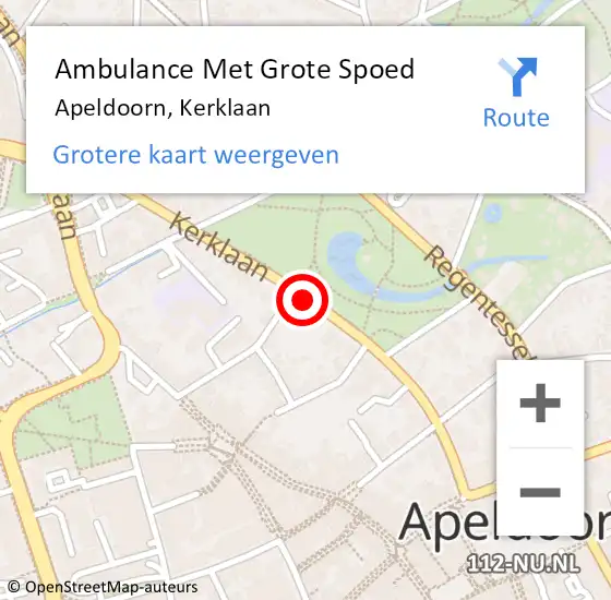 Locatie op kaart van de 112 melding: Ambulance Met Grote Spoed Naar Apeldoorn, Kerklaan op 28 juli 2017 08:21