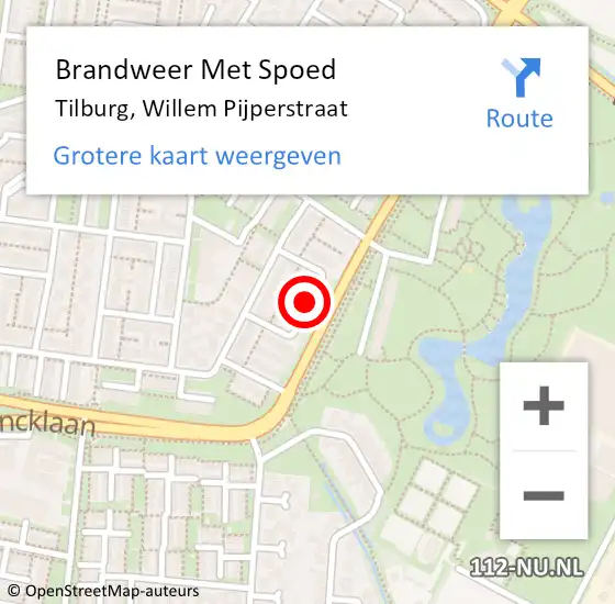 Locatie op kaart van de 112 melding: Brandweer Met Spoed Naar Tilburg, Willem Pijperstraat op 28 juli 2017 10:13