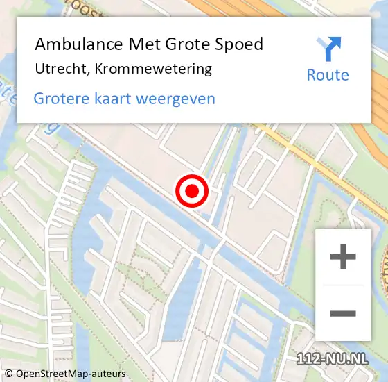 Locatie op kaart van de 112 melding: Ambulance Met Grote Spoed Naar Utrecht, Krommewetering op 28 juli 2017 11:02