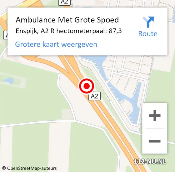 Locatie op kaart van de 112 melding: Ambulance Met Grote Spoed Naar Enspijk, A2 R hectometerpaal: 88,3 op 28 juli 2017 11:18