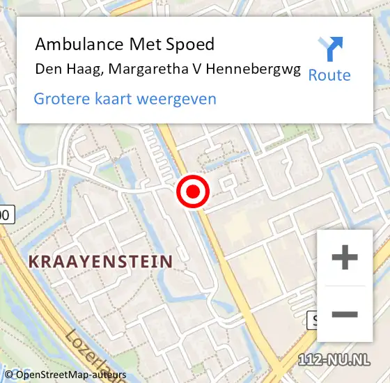 Locatie op kaart van de 112 melding: Ambulance Met Spoed Naar Den Haag, Margaretha V Hennebergwg op 28 juli 2017 11:48