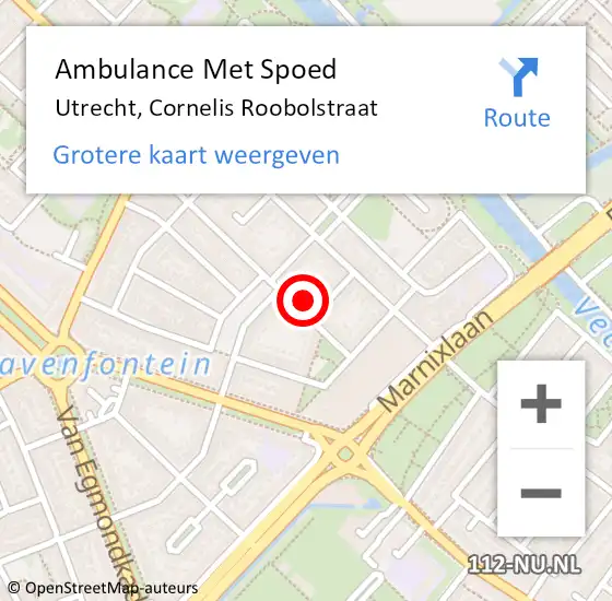 Locatie op kaart van de 112 melding: Ambulance Met Spoed Naar Utrecht, Cornelis Roobolstraat op 28 juli 2017 12:06