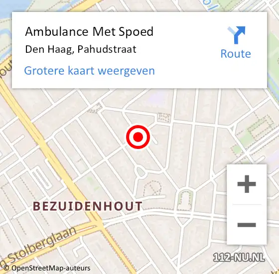 Locatie op kaart van de 112 melding: Ambulance Met Spoed Naar Den Haag, Pahudstraat op 28 juli 2017 12:07