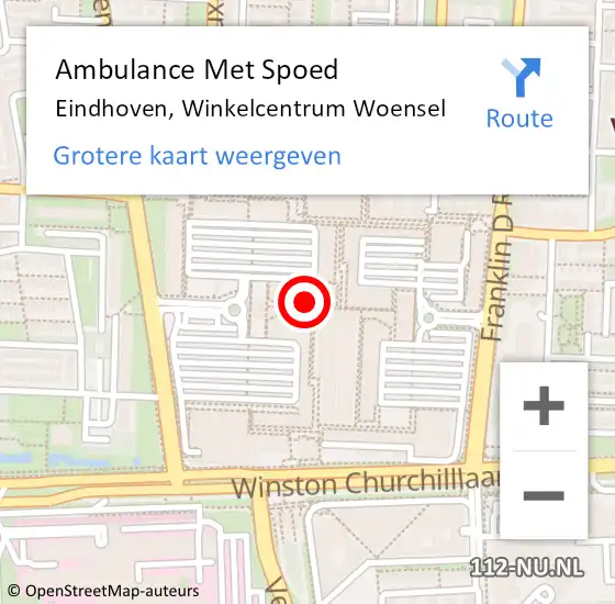 Locatie op kaart van de 112 melding: Ambulance Met Spoed Naar Eindhoven, Winkelcentrum Woensel op 28 juli 2017 12:52