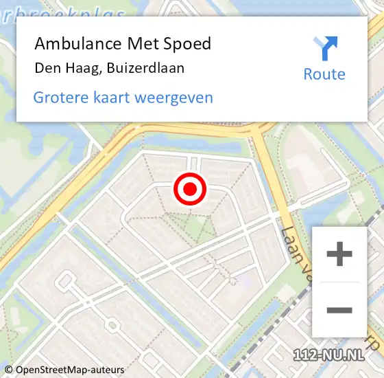 Locatie op kaart van de 112 melding: Ambulance Met Spoed Naar Den Haag, Buizerdlaan op 28 juli 2017 13:27