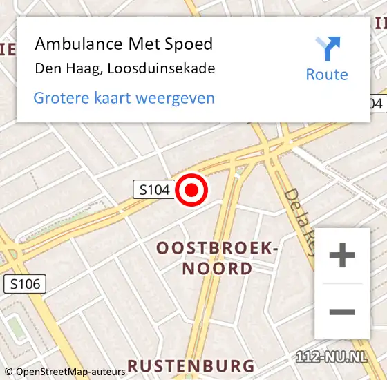 Locatie op kaart van de 112 melding: Ambulance Met Spoed Naar Den Haag, Loosduinsekade op 28 juli 2017 13:40
