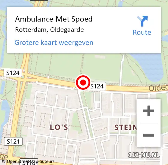 Locatie op kaart van de 112 melding: Ambulance Met Spoed Naar Rotterdam, Oldegaarde op 28 juli 2017 13:58