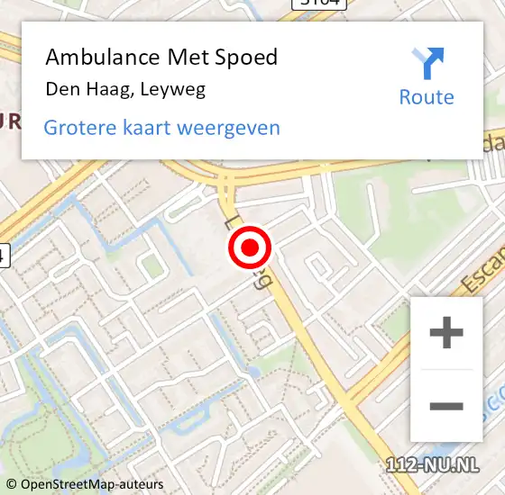 Locatie op kaart van de 112 melding: Ambulance Met Spoed Naar Den Haag, Leyweg op 28 juli 2017 14:24