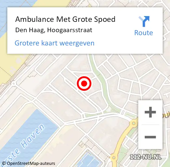 Locatie op kaart van de 112 melding: Ambulance Met Grote Spoed Naar Den Haag, Hoogaarsstraat op 28 juli 2017 14:31