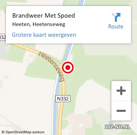 Locatie op kaart van de 112 melding: Brandweer Met Spoed Naar Heeten, Heetenseweg op 28 juli 2017 14:44