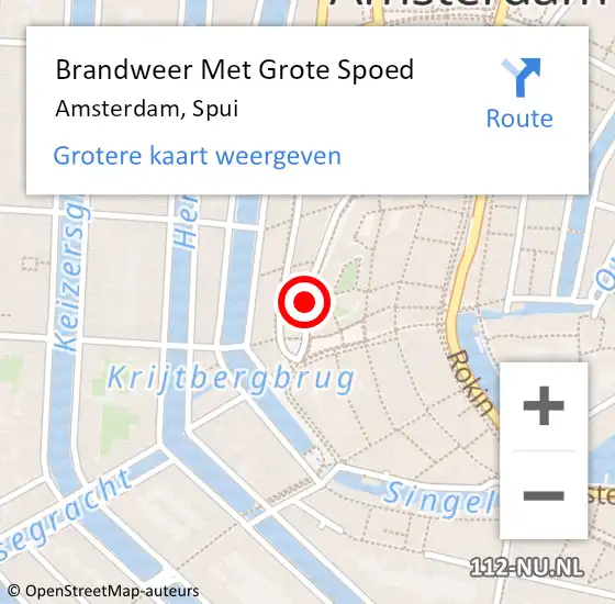 Locatie op kaart van de 112 melding: Brandweer Met Grote Spoed Naar Amsterdam, Spui op 28 juli 2017 15:07