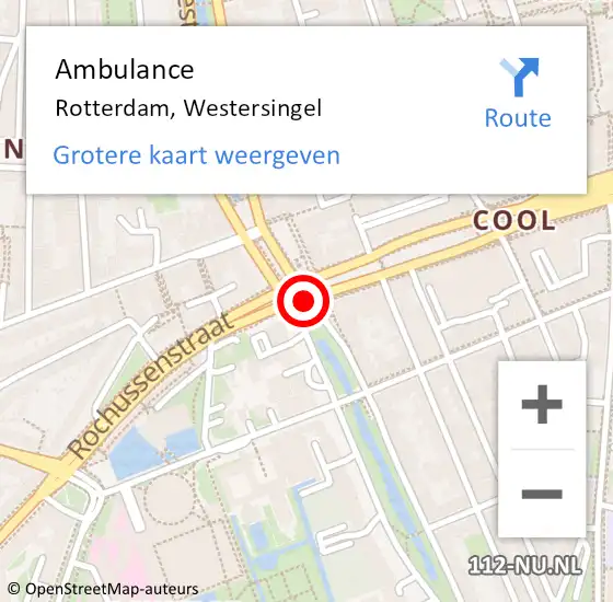 Locatie op kaart van de 112 melding: Ambulance Rotterdam, Westersingel op 28 juli 2017 15:09