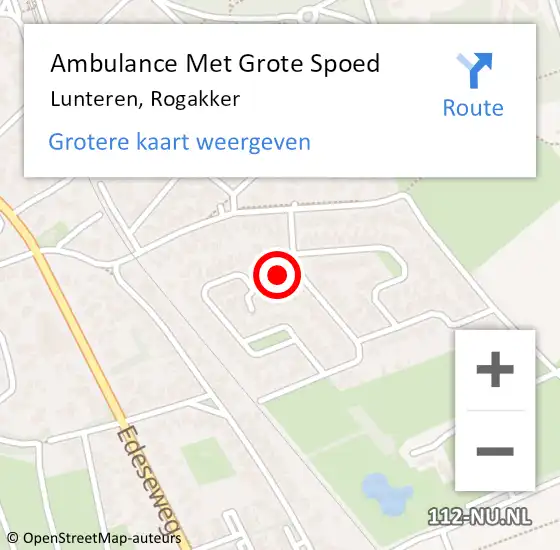 Locatie op kaart van de 112 melding: Ambulance Met Grote Spoed Naar Lunteren, Rogakker op 28 juli 2017 15:10