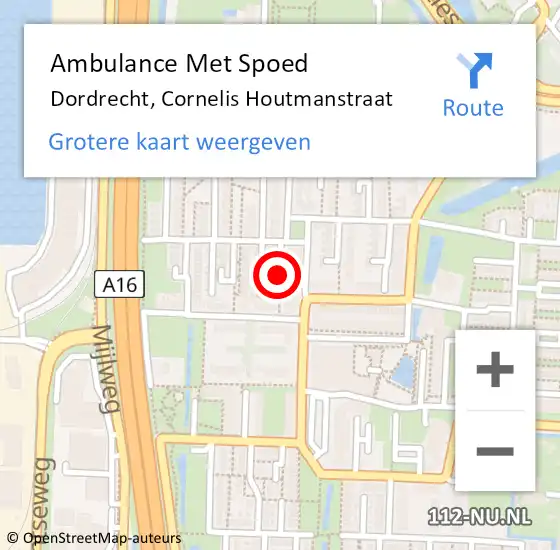Locatie op kaart van de 112 melding: Ambulance Met Spoed Naar Dordrecht, Cornelis Houtmanstraat op 28 juli 2017 15:15