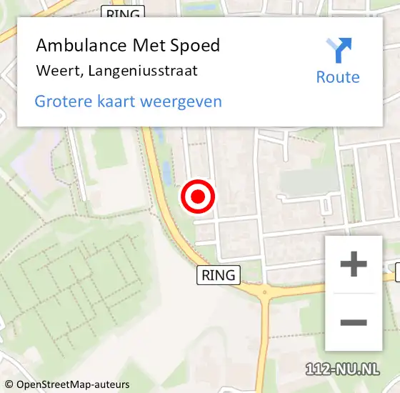 Locatie op kaart van de 112 melding: Ambulance Met Spoed Naar Weert, Langeniusstraat op 28 juli 2017 15:16