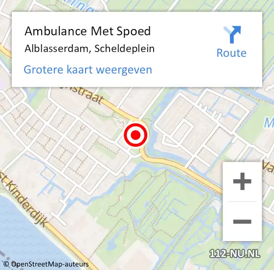 Locatie op kaart van de 112 melding: Ambulance Met Spoed Naar Alblasserdam, Scheldeplein op 28 juli 2017 15:16
