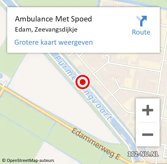 Locatie op kaart van de 112 melding: Ambulance Met Spoed Naar Edam, Zeevangsdijkje op 28 juli 2017 15:49