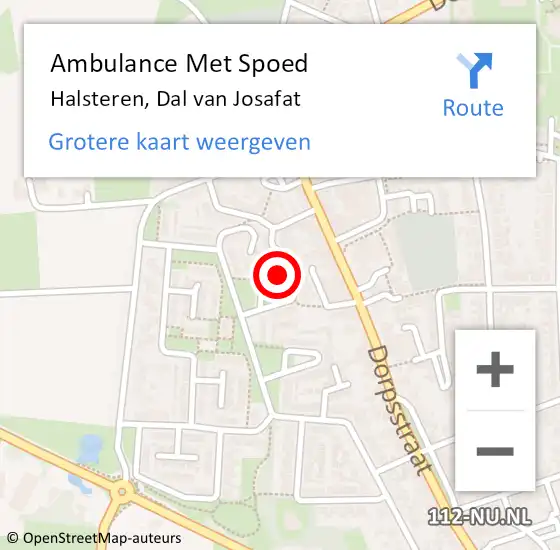 Locatie op kaart van de 112 melding: Ambulance Met Spoed Naar Halsteren, Dal van Josafat op 28 juli 2017 21:46