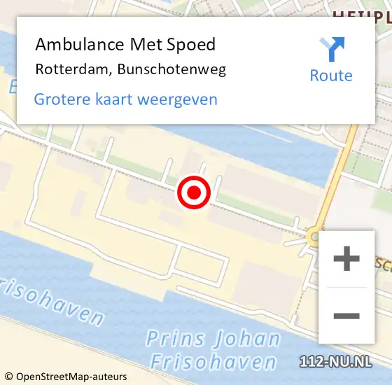 Locatie op kaart van de 112 melding: Ambulance Met Spoed Naar Rotterdam, Bunschotenweg op 29 juli 2017 06:10