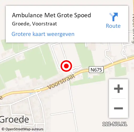 Locatie op kaart van de 112 melding: Ambulance Met Grote Spoed Naar Groede, Voorstraat op 29 juli 2017 08:01