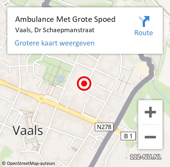 Locatie op kaart van de 112 melding: Ambulance Met Grote Spoed Naar Vaals, Dr Schaepmanstraat op 28 januari 2014 11:51