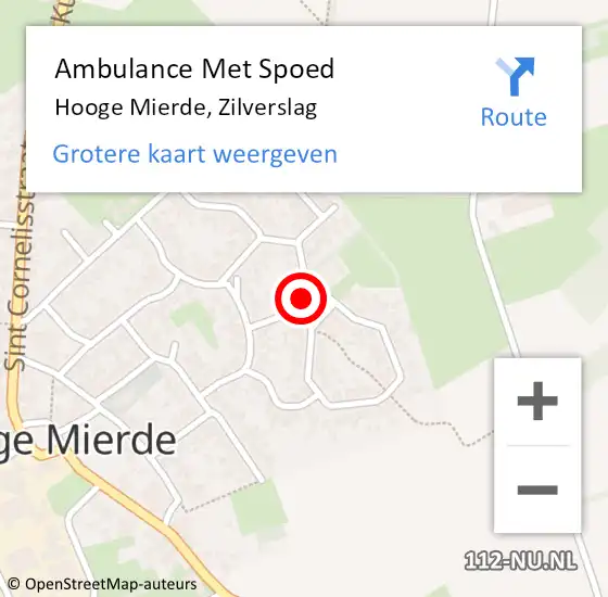 Locatie op kaart van de 112 melding: Ambulance Met Spoed Naar Hooge Mierde, Zilverslag op 29 juli 2017 09:55