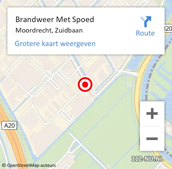 Locatie op kaart van de 112 melding: Brandweer Met Spoed Naar Moordrecht, Zuidbaan op 20 september 2013 16:29