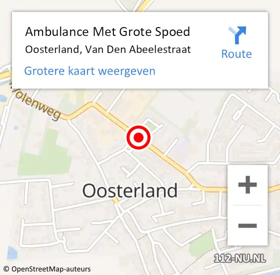 Locatie op kaart van de 112 melding: Ambulance Met Grote Spoed Naar Oosterland, Van Den Abeelestraat op 29 juli 2017 11:37