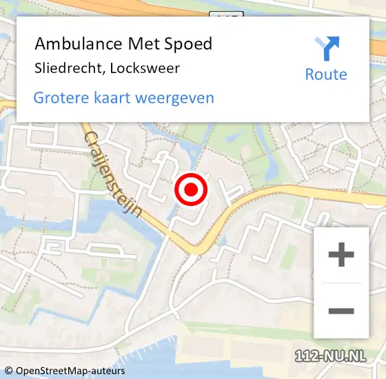 Locatie op kaart van de 112 melding: Ambulance Met Spoed Naar Sliedrecht, Locksweer op 29 juli 2017 14:42