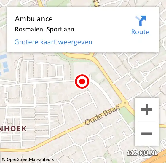 Locatie op kaart van de 112 melding: Ambulance Rosmalen, Sportlaan op 29 juli 2017 15:52