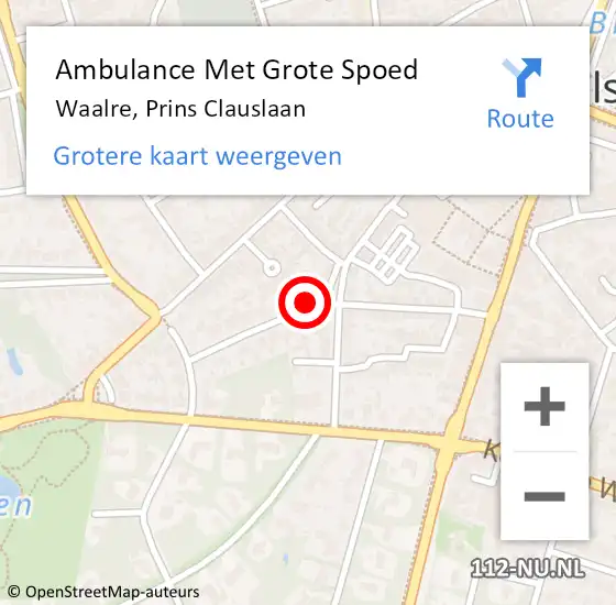 Locatie op kaart van de 112 melding: Ambulance Met Grote Spoed Naar Waalre, Prins Clauslaan op 29 juli 2017 17:19