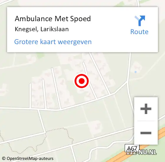 Locatie op kaart van de 112 melding: Ambulance Met Spoed Naar Knegsel, Larikslaan op 29 juli 2017 21:00