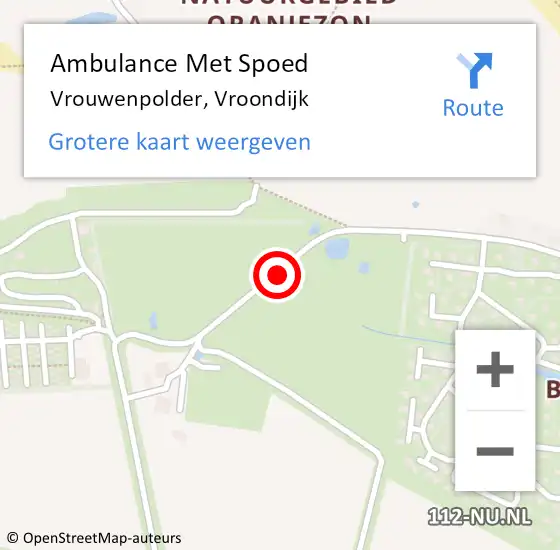 Locatie op kaart van de 112 melding: Ambulance Met Spoed Naar Vrouwenpolder, Vroondijk op 29 juli 2017 23:11