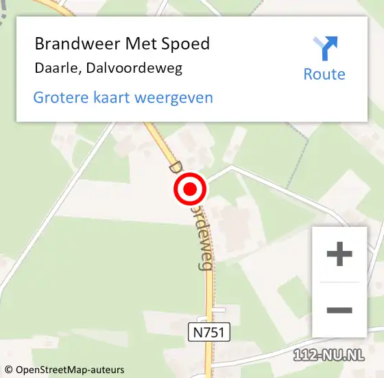 Locatie op kaart van de 112 melding: Brandweer Met Spoed Naar Daarle, Dalvoordeweg op 30 juli 2017 02:03