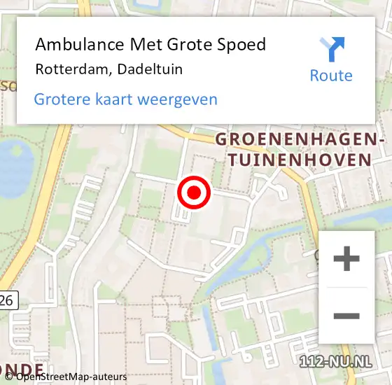 Locatie op kaart van de 112 melding: Ambulance Met Grote Spoed Naar Rotterdam, Dadeltuin op 30 juli 2017 03:43