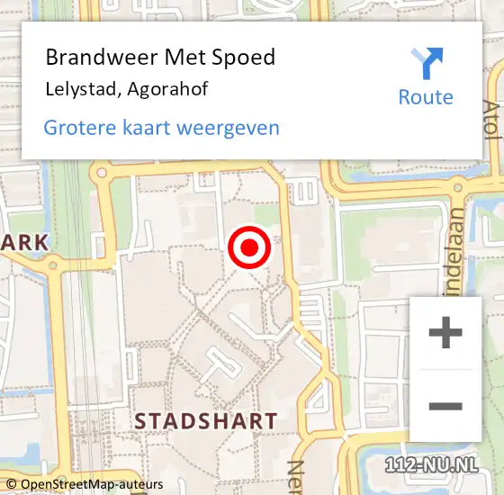 Locatie op kaart van de 112 melding: Brandweer Met Spoed Naar Lelystad, Agorahof op 30 juli 2017 04:44