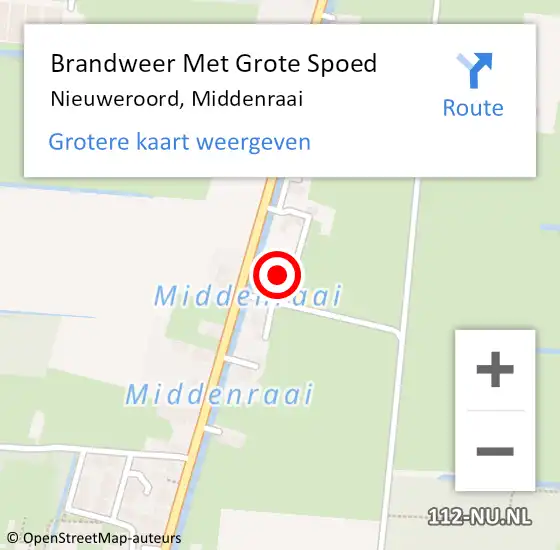 Locatie op kaart van de 112 melding: Brandweer Met Grote Spoed Naar Nieuweroord, Middenraai op 30 juli 2017 06:22