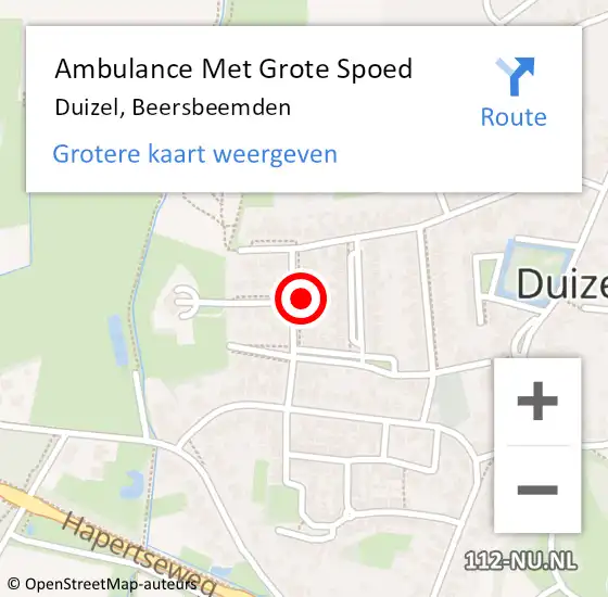 Locatie op kaart van de 112 melding: Ambulance Met Grote Spoed Naar Duizel, Beersbeemden op 30 juli 2017 12:37