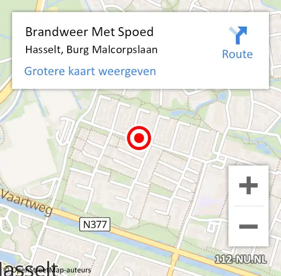 Locatie op kaart van de 112 melding: Brandweer Met Spoed Naar Hasselt, Burg Malcorpslaan op 30 juli 2017 13:45