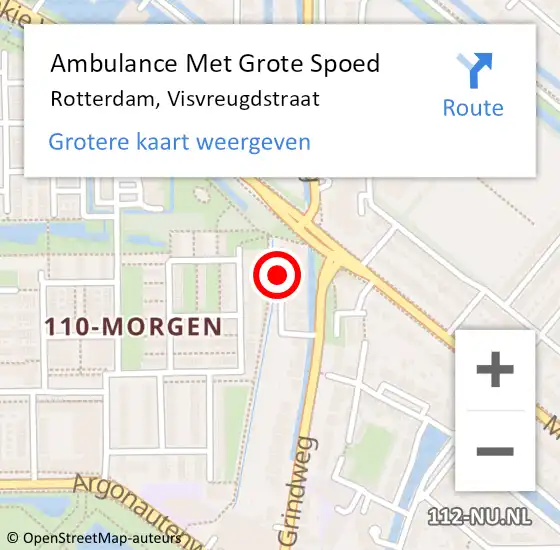 Locatie op kaart van de 112 melding: Ambulance Met Grote Spoed Naar Rotterdam, Visvreugdstraat op 30 juli 2017 23:24